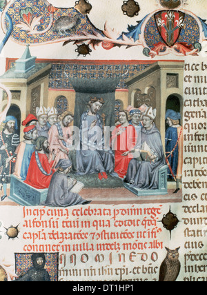 Alphonse IV d'Aragon appelé 'le genre' (1299-1336). Parlement assemblée catalane à Montblanc le 18 juin, 1333. Banque D'Images