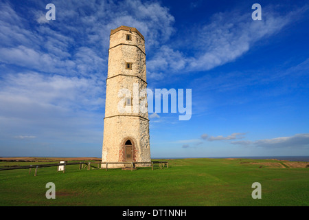 Le vieux phare de Flamborough, chalk tower est le seul témoin survivant tower en Angleterre, Flamborough, East Yorkshire, Angleterre, Royaume-Uni. Banque D'Images