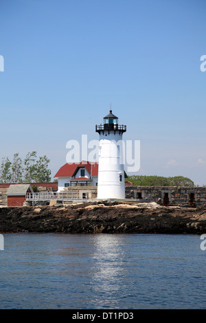 Phare du port de Portsmouth, Fort Point Light, Fort Constitution, New Castle, New Hampshire, New England, USA Banque D'Images