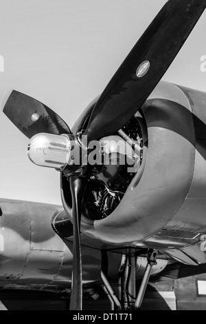 Le pulseur et Pratt & Whitney R-1830 moteur d'un WW2 B24 avion bombardier Liberator Banque D'Images