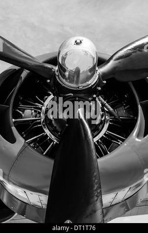 Le pulseur et Pratt & Whitney R-1830 moteur d'un WW2 B24 avion bombardier Liberator Banque D'Images