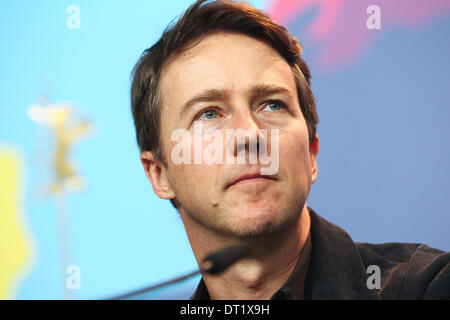 Berlin, Allemagne. Feb 6, 2014. Edward Norton, assiste à une conférence de presse pour la promotion du film 'The Grand Budapest Hotel' à la 64e Berlinale Festival International du Film de Berlin, Allemagne, le 6 février 2014. Credit : Zhang Fan/Xinhua/Alamy Live News Banque D'Images