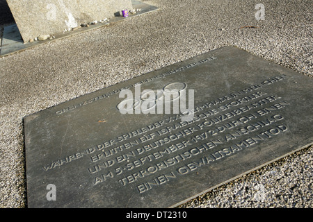 Mémorial pour les athlètes israéliens tués par les terroristes de Septembre Noir lors des Jeux Olympiques de Munich de 1972 les attaques terroristes. Banque D'Images