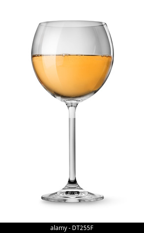 Verre de vin blanc isolé sur fond blanc Banque D'Images