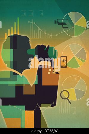 Image d'illustration de businessman looking through binoculars représentant forecast Banque D'Images