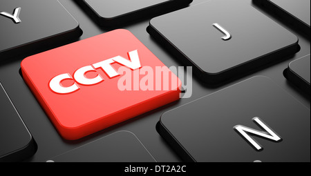 Sur le bouton clavier CCTV Rouge. Banque D'Images