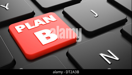 Plan B sur le bouton Clavier rouge. Banque D'Images