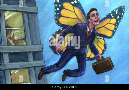 Image d'illustration avec des ailes représentant les voyages d'affaires Banque D'Images