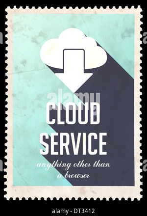 Concept de Service Cloud sur bleu en version plate. Banque D'Images