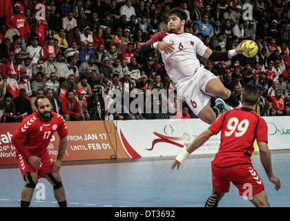 Isa Town, à Bahreïn. Feb 6, 2014. Bahreïn - Isa Town Match Final au 16ème Asian men 2014 Championnat de handball entre Bahreïn contre Qatar le 06 février, 2014 © Ahmed Alfardan/NurPhoto ZUMAPRESS.com/Alamy/Live News Banque D'Images