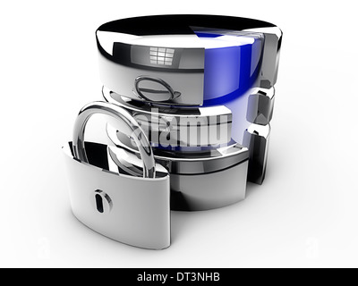 La sécurité de la base de chrome look over white background Banque D'Images