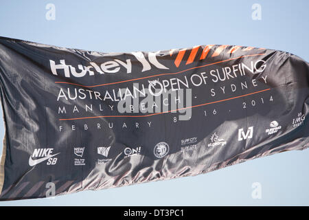 Sydney, Australie. 8 février 2014. La première journée de l'Open d'Australie de Surf Hurley à l'emblématique Sydney Manly Beach Crédit : martin berry/Alamy Live News Banque D'Images