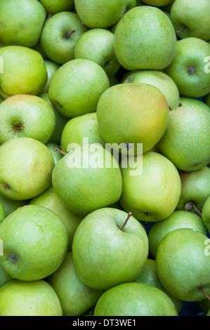 Un tas de pommes vertes Banque D'Images