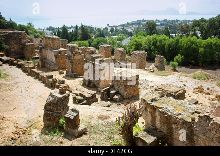 Ruines punique de Byrsa dans la ville antique de Carthage à Tunis, Tunisie. Banque D'Images