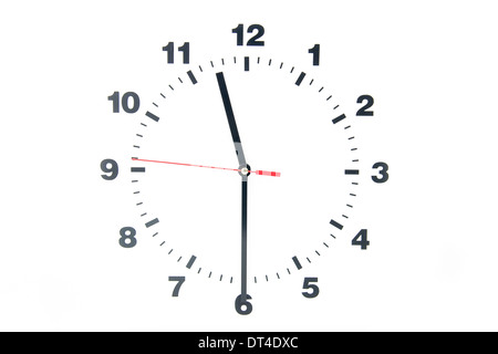 Cadran du réveil isolé sur fond blanc Banque D'Images