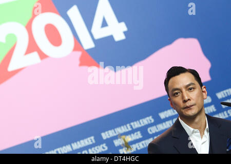 Berlin, Allemagne. Feb 8, 2014. L'acteur Daniel Wu assiste à une conférence de presse pour la promotion du film 'Ce démon à l'intérieur' à la 64e Berlinale Festival International du Film de Berlin, Allemagne, le 8 février, 2014. Credit : Zhang Fan/Xinhua/Alamy Live News Banque D'Images