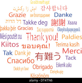 Merci dans de nombreuses langues, vector illustration Banque D'Images