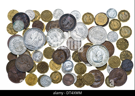 Groupe d'ancienne monnaie sterling. Banque D'Images