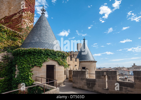 Olite château avec un ciel de nuages dans la Navarre, SpainOlite Banque D'Images