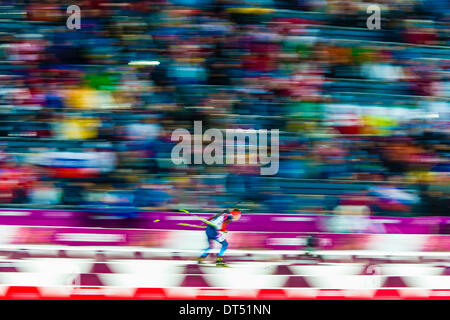 Sotchi, Krasnodar, Russie. Feb 8, 2014. . Evgeny USTYUGIV (RUS) en action pendant la Biathlon hommes 10km Sprint au ski de fond Laura &AMP ; Centre de biathlon - XXII jeux olympiques d'hiver Banque D'Images