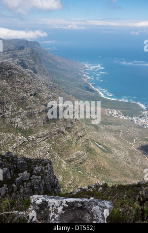 Vue depuis la montagne de la Table, Cape Town, Afrique du Sud. Banque D'Images