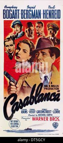 PAUL HENREID CLAUDE, rênes, SYDNEY GREENSTREET, Peter Lorre, CONRAD VEIDT, Humphrey Bogart, Ingrid Bergman FILM AFFICHE, Casablanca, 1942 Banque D'Images