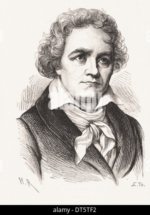 Portrait de Ludwig van Beethoven - gravure XIX ème siècle français Banque D'Images