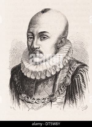 Portrait de Michel de Montaigne - gravure XIX ème siècle français Banque D'Images