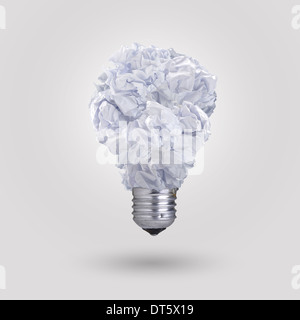 Faites de l'ampoule de papier froissé Banque D'Images