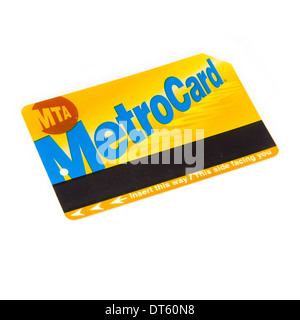 MTA New York MetroCard ticket de métro isolated on a white background studio. x Banque D'Images