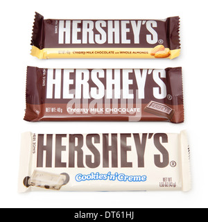 Hershey's chocolat isolated on a white background studio. Banque D'Images