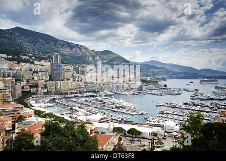 Vue de la côte et port, Monte Carlo, Monaco Banque D'Images