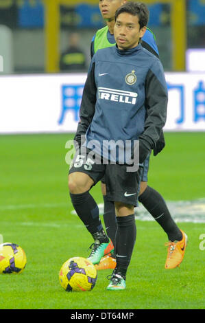 MIlan, Italie. 09Th Feb 2014. Yuto Nagatomo de l'Internazionale FC en action au cours de la Serie A italienne de football match Ligue entre Inter Milan et Sassuolo à San Siro à Milan : Action Crédit Plus Sport/Alamy Live News Banque D'Images