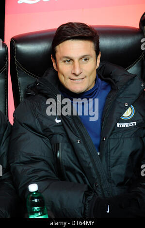 MIlan, Italie. 09Th Feb 2014. Javier Zanetti de l'Internazionale FC au cours de la Serie A italienne de football match Ligue entre Inter Milan et Sassuolo à San Siro à Milan : Action Crédit Plus Sport/Alamy Live News Banque D'Images