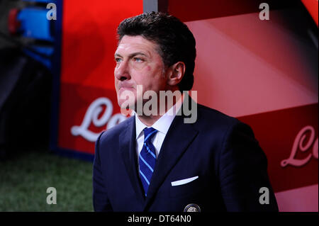 MIlan, Italie. 09Th Feb 2014. L'entraîneur-chef Walter Mazzarri de l'Internazionale FC au cours de la Serie A italienne de football match Ligue entre Inter Milan et Sassuolo à San Siro à Milan : Action Crédit Plus Sport/Alamy Live News Banque D'Images