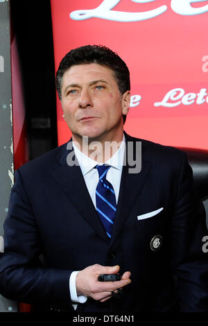 MIlan, Italie. 09Th Feb 2014. L'entraîneur-chef Walter Mazzarri de l'Internazionale FC au cours de la Serie A italienne de football match Ligue entre Inter Milan et Sassuolo à San Siro à Milan : Action Crédit Plus Sport/Alamy Live News Banque D'Images