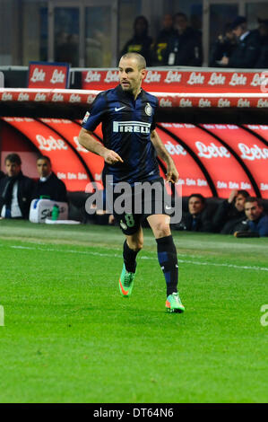 MIlan, Italie. 09Th Feb 2014. Rodrigo Palacio de l'Internazionale FC en action au cours de la Serie A italienne de football match Ligue entre Inter Milan et Sassuolo à San Siro à Milan : Action Crédit Plus Sport/Alamy Live News Banque D'Images