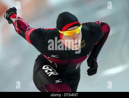 Sochi, Russie. 10 février 2014. Nico Ihle de l'Allemagne participe à Men's 500 m 1 dans l'Arène Adler Sochi 2014 Jeux Olympiques, Sochi, Russie, 10 février 2014. Photo : Christian Charisius/dpa/Alamy Live News Banque D'Images