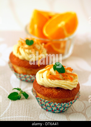 Cupcakes Orange. Recette disponible. Banque D'Images