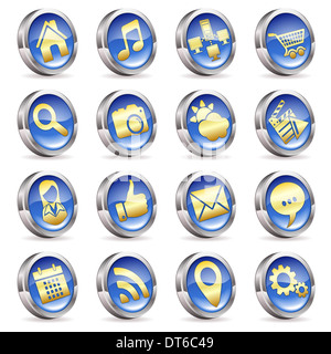 Recueillir les demandes d'icônes sur les boutons 3D, isolé sur fond blanc Banque D'Images