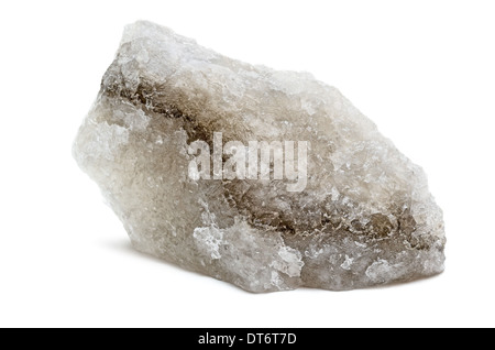 Bloc de sel de roche minéral isolé sur fond blanc. Banque D'Images