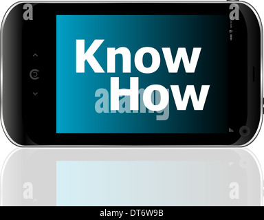 Smart phone avec savoir comment word Banque D'Images