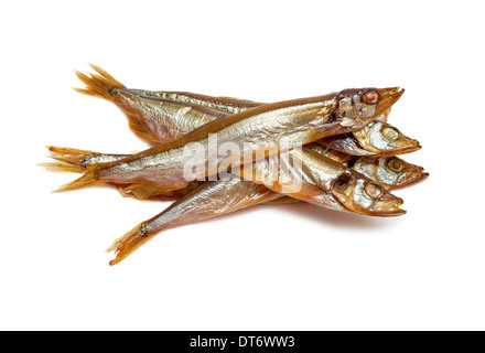 Le poisson fumé sprat isolé sur fond blanc Banque D'Images