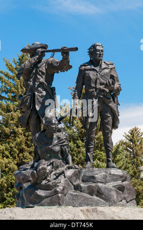 Fort Benton, au Montana, de l'état deux Lewis & Clark Memorial par Bob Scriver Banque D'Images