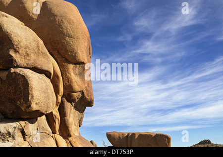 Rock face qui semble être une tête humaine dans la région de Joshua Tree National Park Banque D'Images