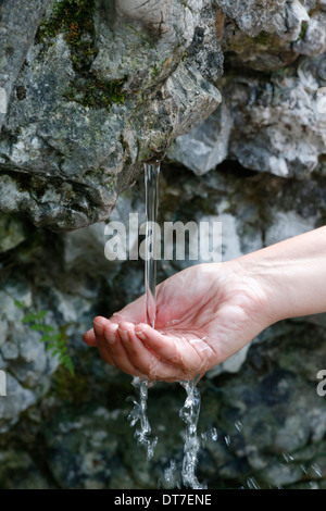 La Bénite Fontaine d'eau naturelle. Banque D'Images