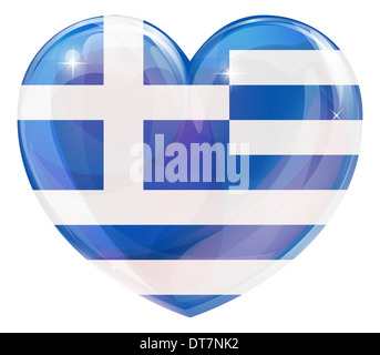 Drapeau Grèce love heart concept avec le drapeau grec en forme de coeur Banque D'Images