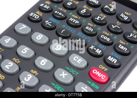 Nouvelle calculatrice scientifique isolé sur fond blanc avec clipping path Banque D'Images