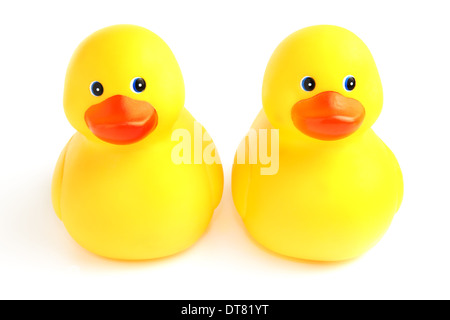 Paire de canards de bain jaune mignon Banque D'Images