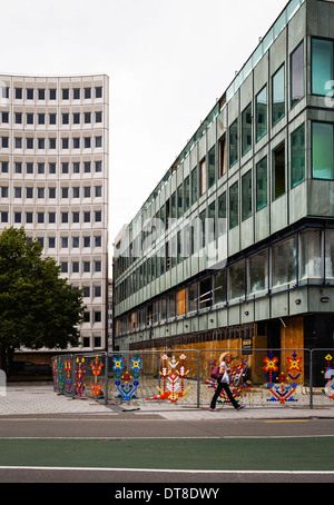 Février 2014. Séisme a endommagé et abandonné les immeubles de bureaux à Christchurch Central Business District. CBD. La Nouvelle-Zélande. Banque D'Images